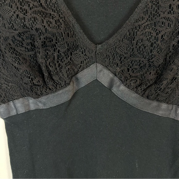 Vintage Decoded Black Babydoll Top Lace Ribbed Size L - Picture 4 of 9